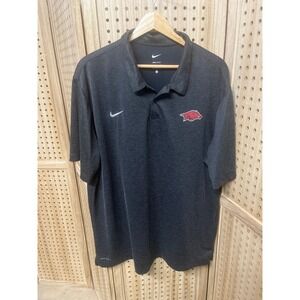 Nike Arkansas Razorbacks Dri-FIT Polo Shirt Mens XL Charcoal Grey Micro-Stripe